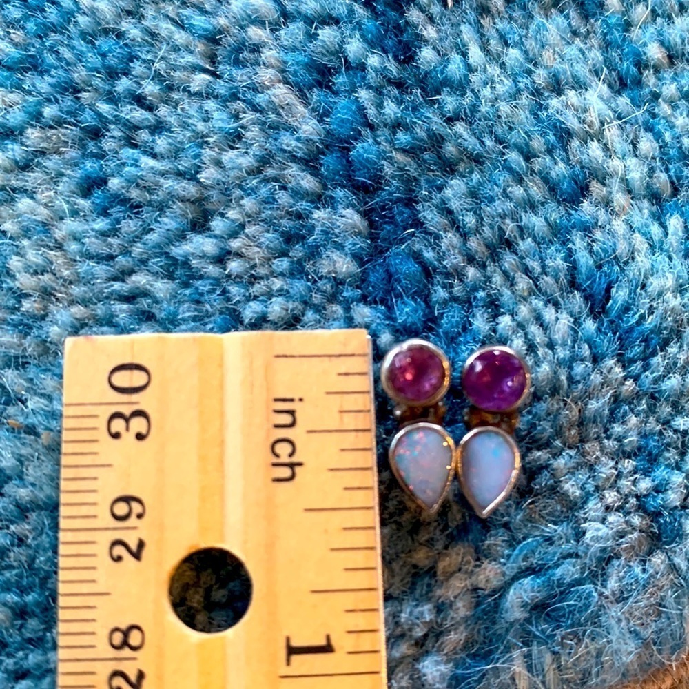 Amethyst Opal And Silver Studs - image 4